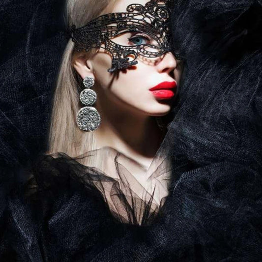 Black Lace Masquerade Mask – Queen Style Embroidered Party Mask for Women