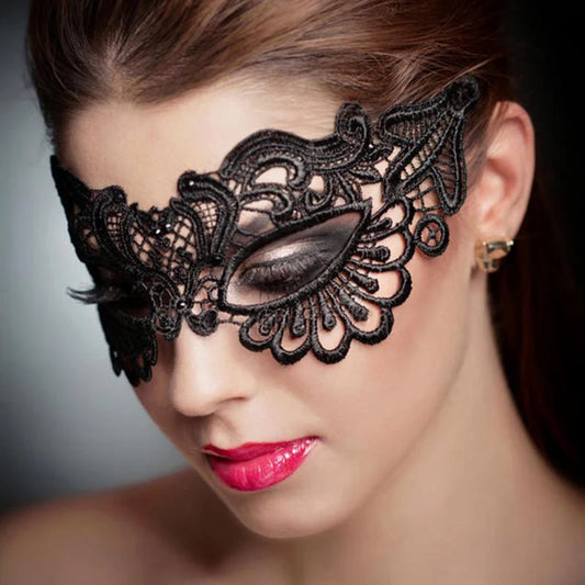 Black Lace Masquerade Mask – Queen Style Embroidered Party Mask for Women
