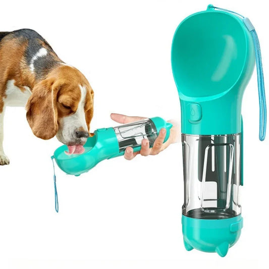 3-in-1 Portable Pet Water Bottle, Food Feeder & Poop Bag Dispenser – Leak-Proof Travel Bottle for Dogs & Cats