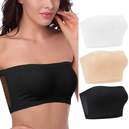 Breathable Mesh Tube Bra – Strapless & Pad-Free Bandeau for Women
