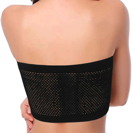 Breathable Mesh Tube Bra – Strapless & Pad-Free Bandeau for Women