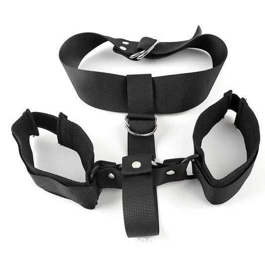 BDSM Leg Spreader Harness – Adjustable Restraints for Couples | Open-Leg Bondage Toy